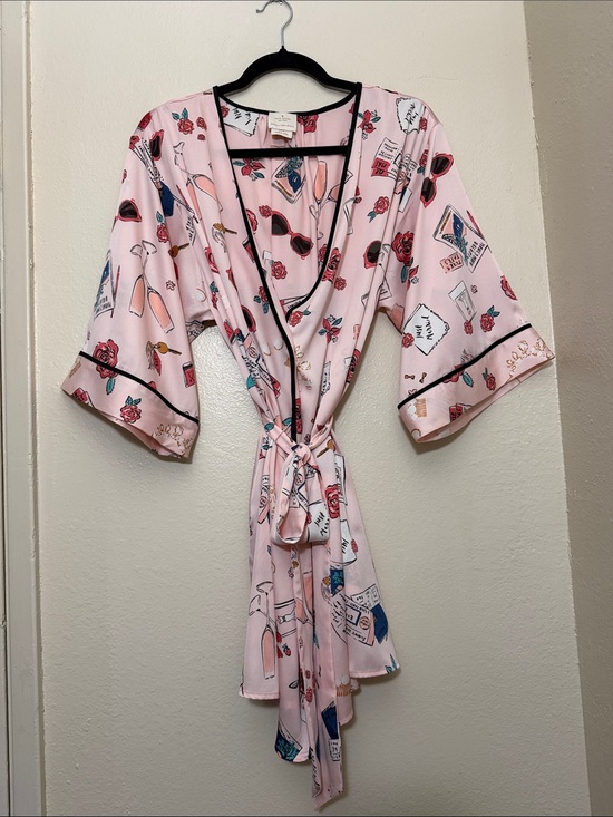 kate spade Other - Kate Spade Silky Polyester Charmuse Pink Printed Wrap Robe. Luxe Luxury Size M